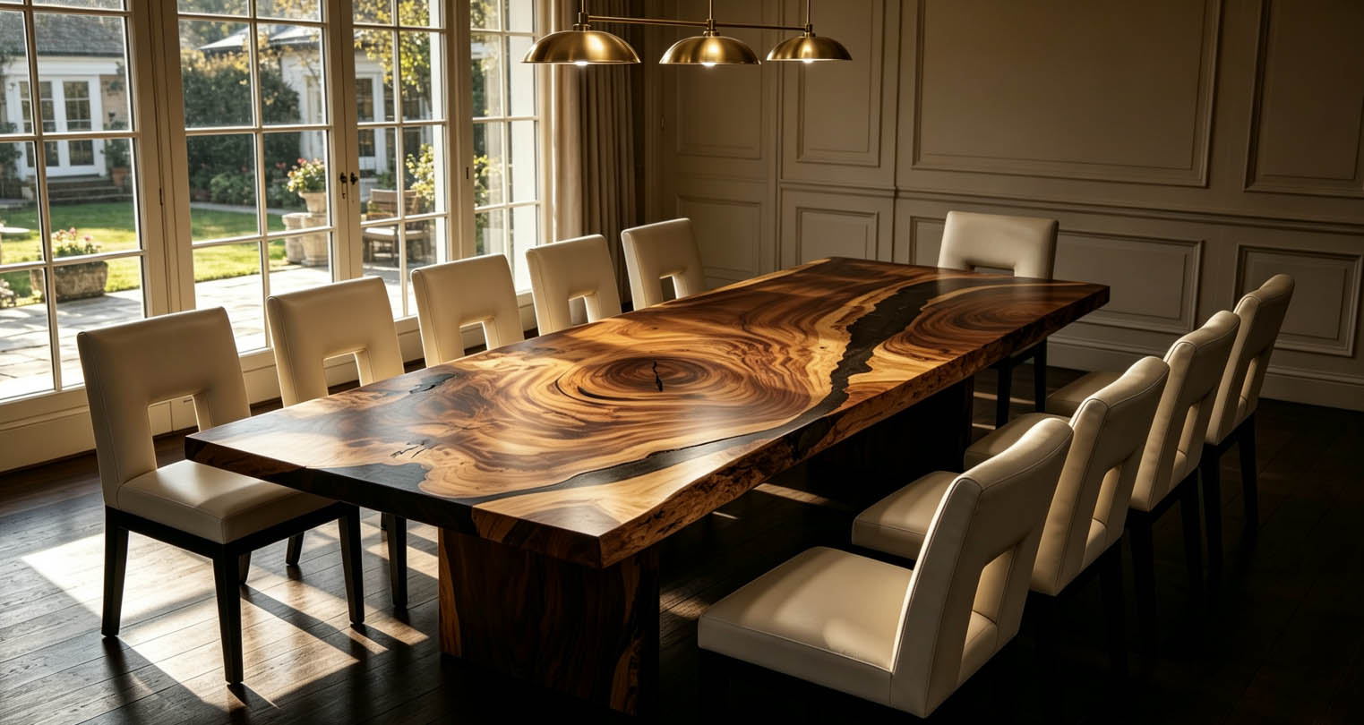 Почему стол из смолы Saman Wood Resin пользуется большей популярностью среди больших обеденных столов Grantie Wood?